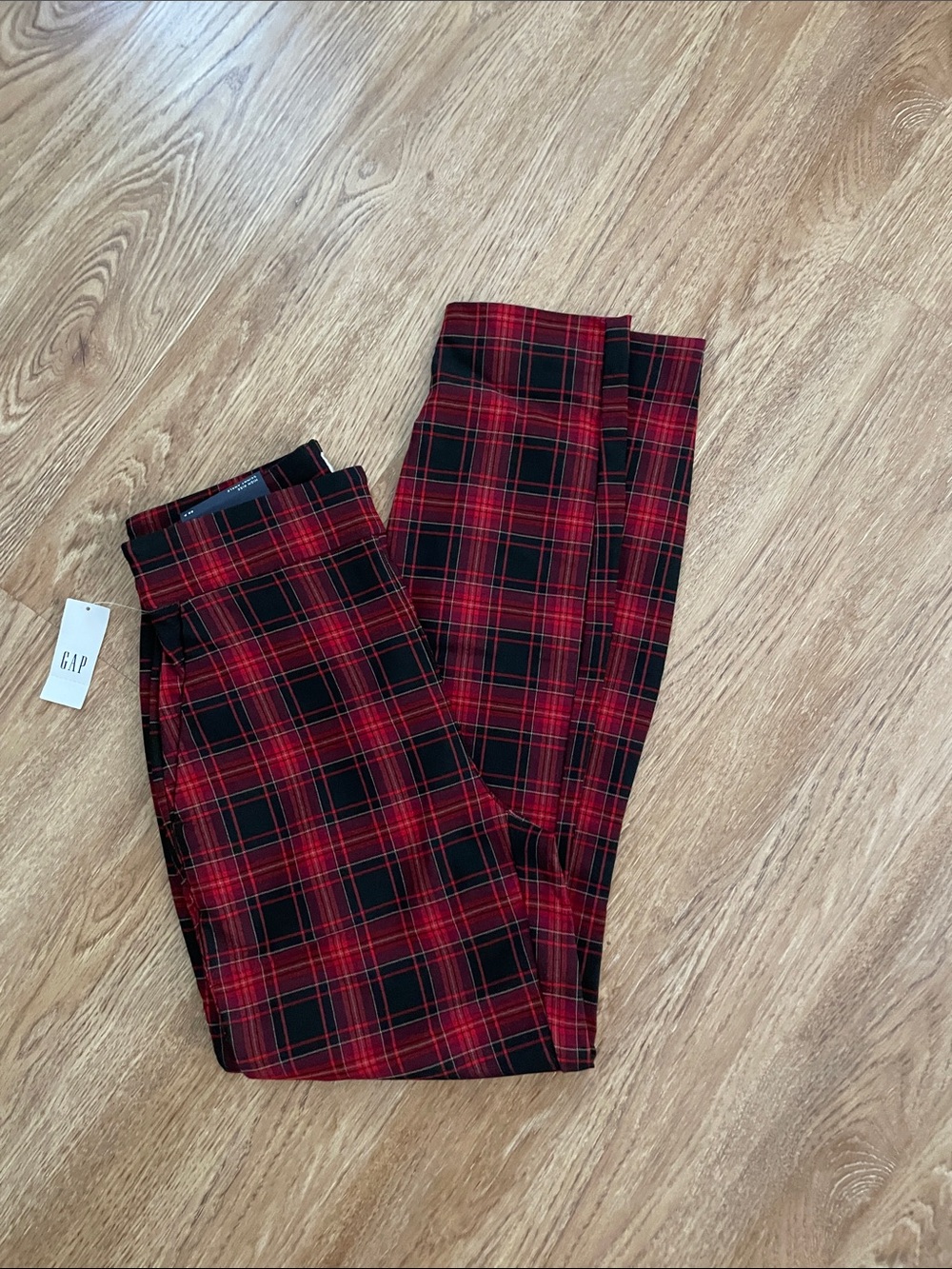 GAP Kids Red and Black Plaid Leggings
